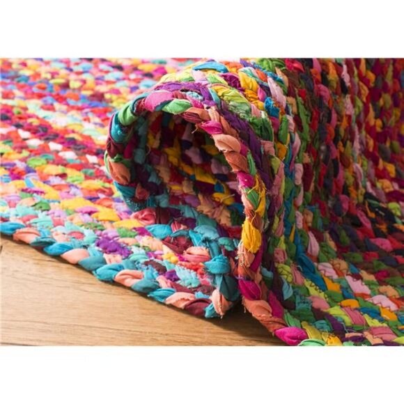 NEW Multicolor Boho Cotton Area Runner Rug - Picture 4 of 5